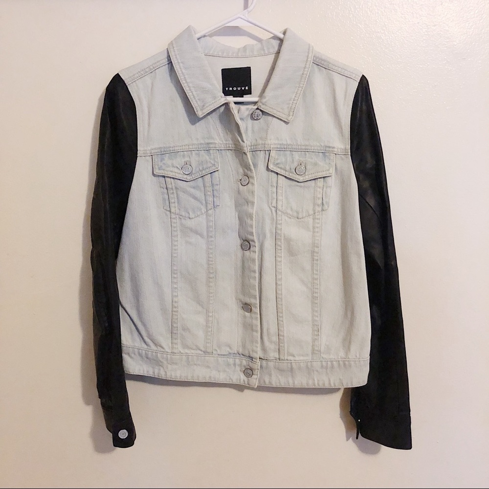 Trouve denim and faux leather jacket